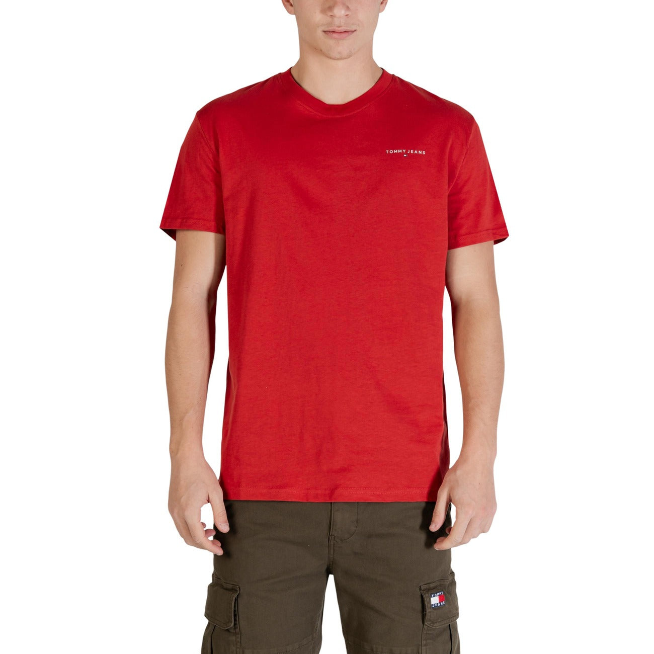 Tommy Hilfiger Jeans T Shirt Uomo Slim Bordeaux Cotone Organico