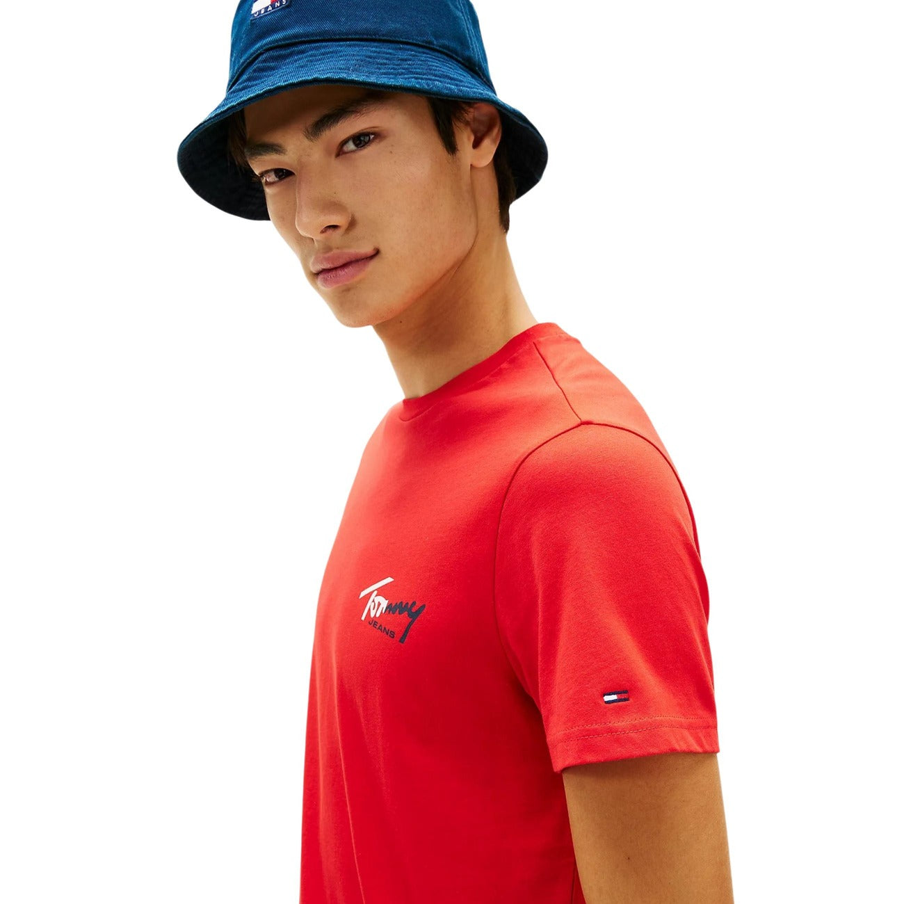 Tommy Hilfiger Jeans T Shirt Uomo Cotone Organico Rosso Manica Corta