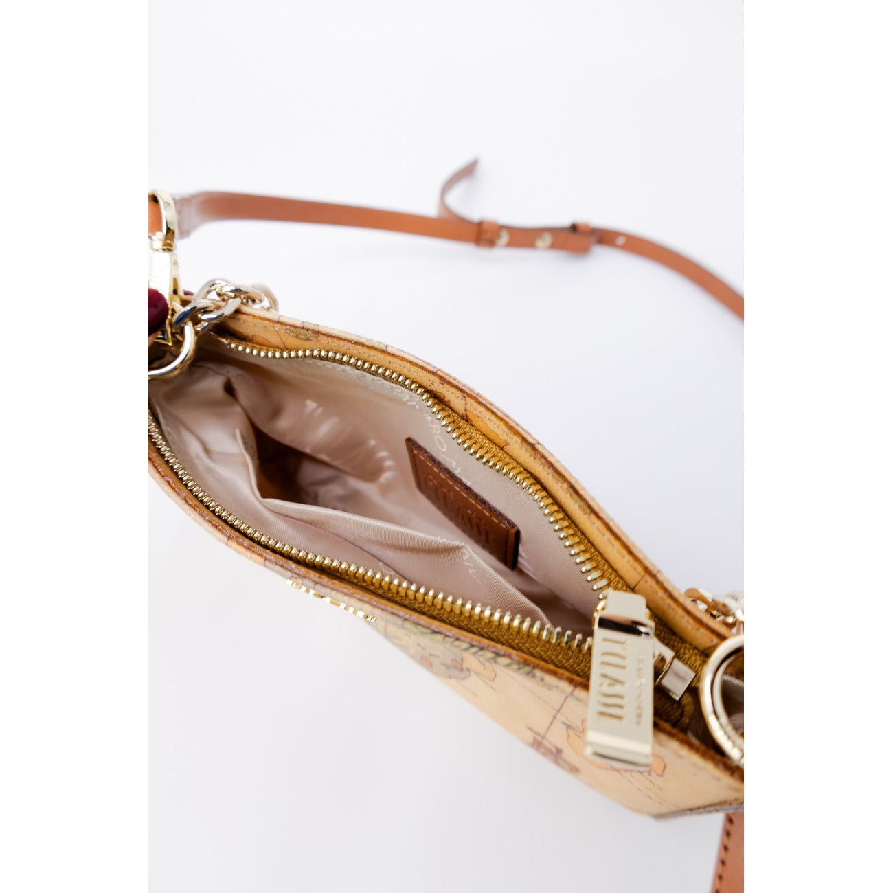 Alviero Martini Prima Classe Borsa Donna A Tracolla Beige Stampa Con Cerniera Made In Italy Autunno Inverno 11.5x19.5x3