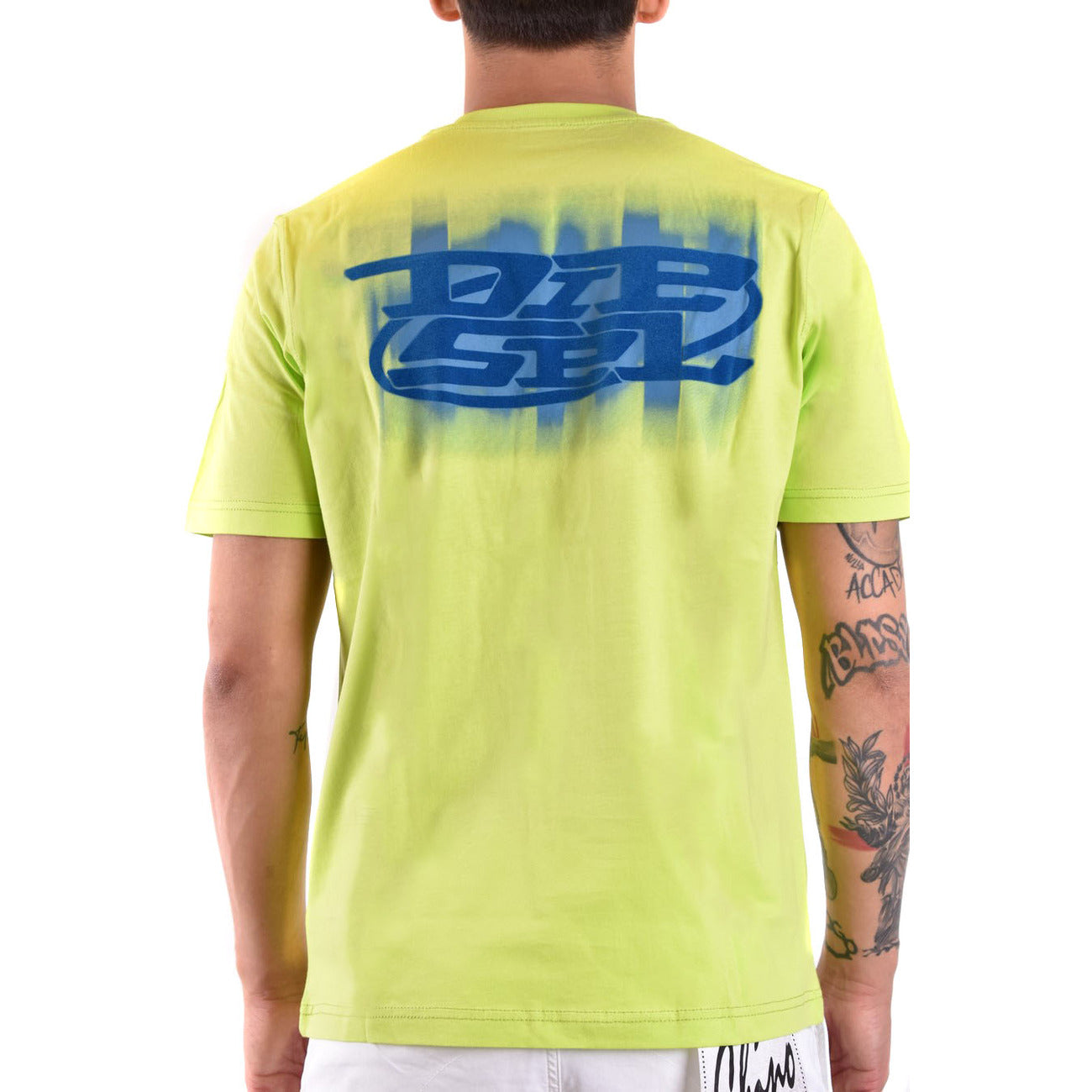 Diesel T Shirt Uomo Giallo Stampa Cotone 100 Maniche Corte Scollo Tondo