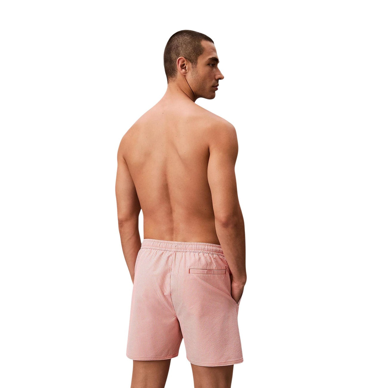 Calvin Klein Jeans Costume Da Bagno Uomo Righe Arancione Lacci