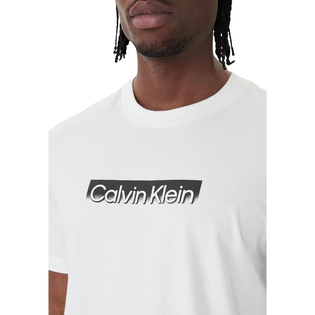 Calvin Klein T Shirt Uomo Cotone 100 Bianco Stampa Girocollo