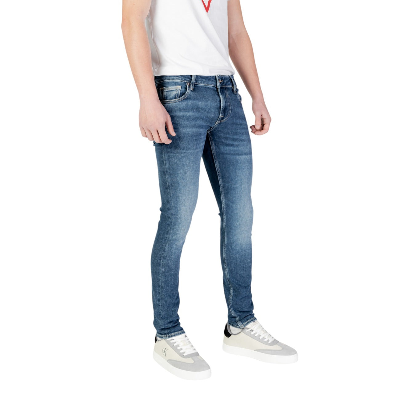 Guess Jeans Uomo Blu Effetto Consumati Primavera Estate Zip e Bottone
