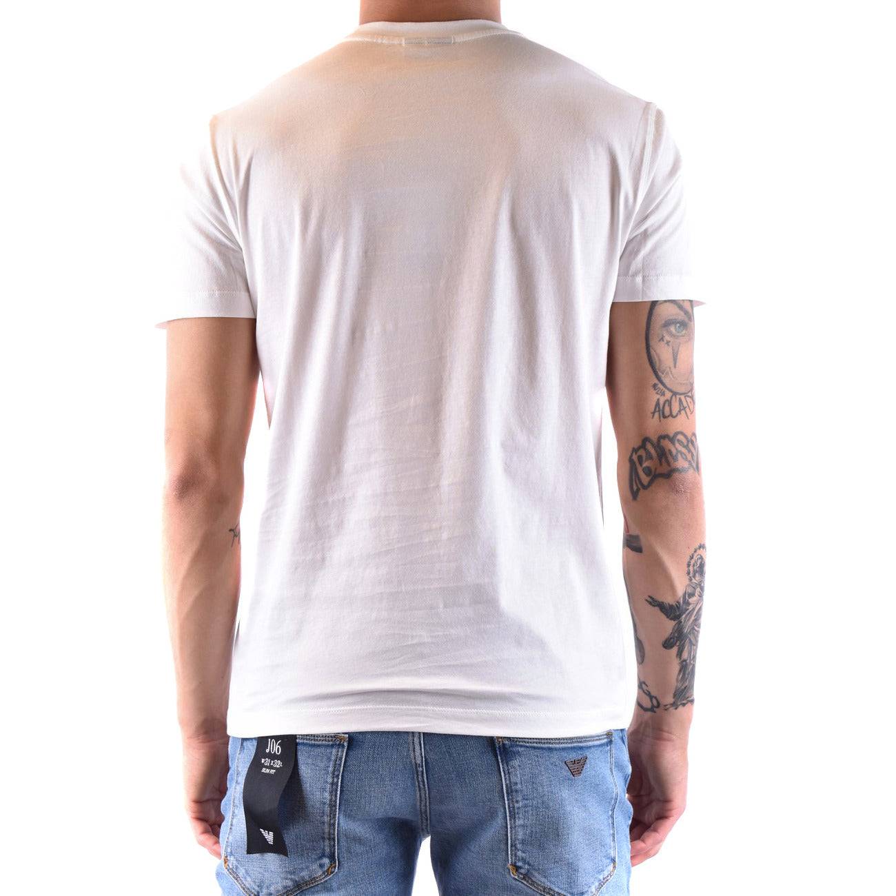 Emporio Armani T Shirt Uomo Cotone Bianco Stampa Girocollo Maniche Corte