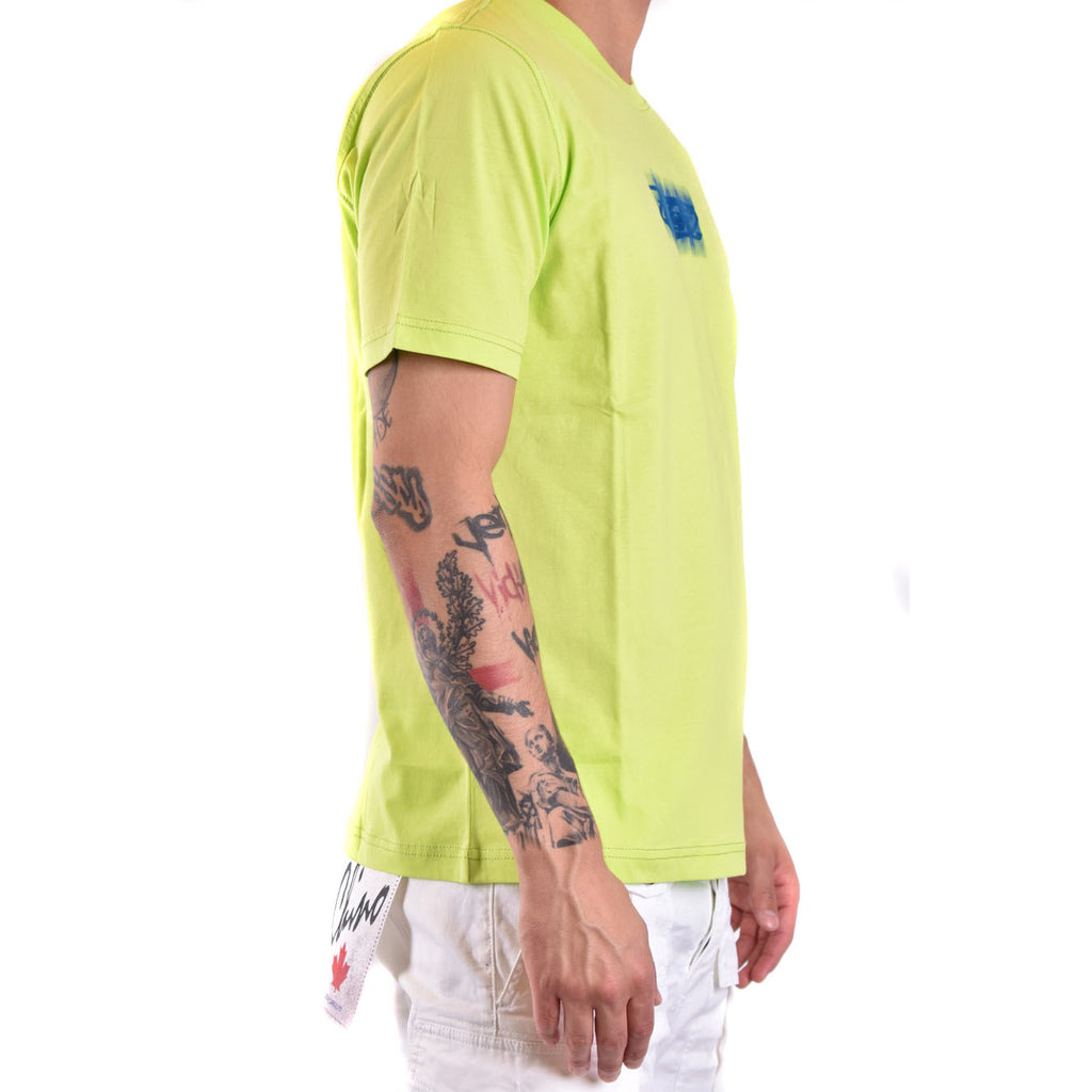 Diesel T Shirt Uomo Giallo Stampa Cotone 100 Maniche Corte Scollo Tondo