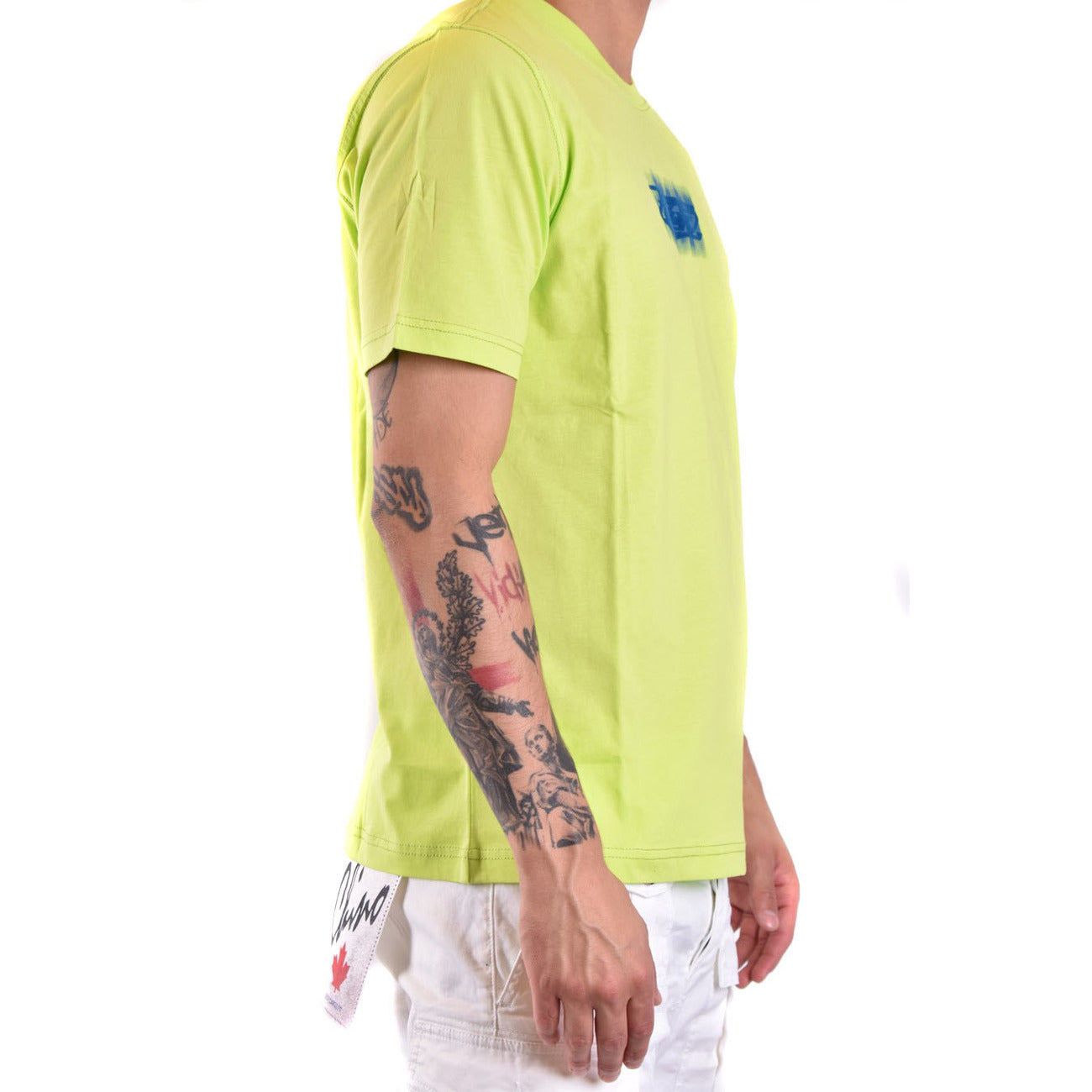 Diesel T Shirt Uomo Giallo Stampa Cotone 100 Maniche Corte Scollo Tondo