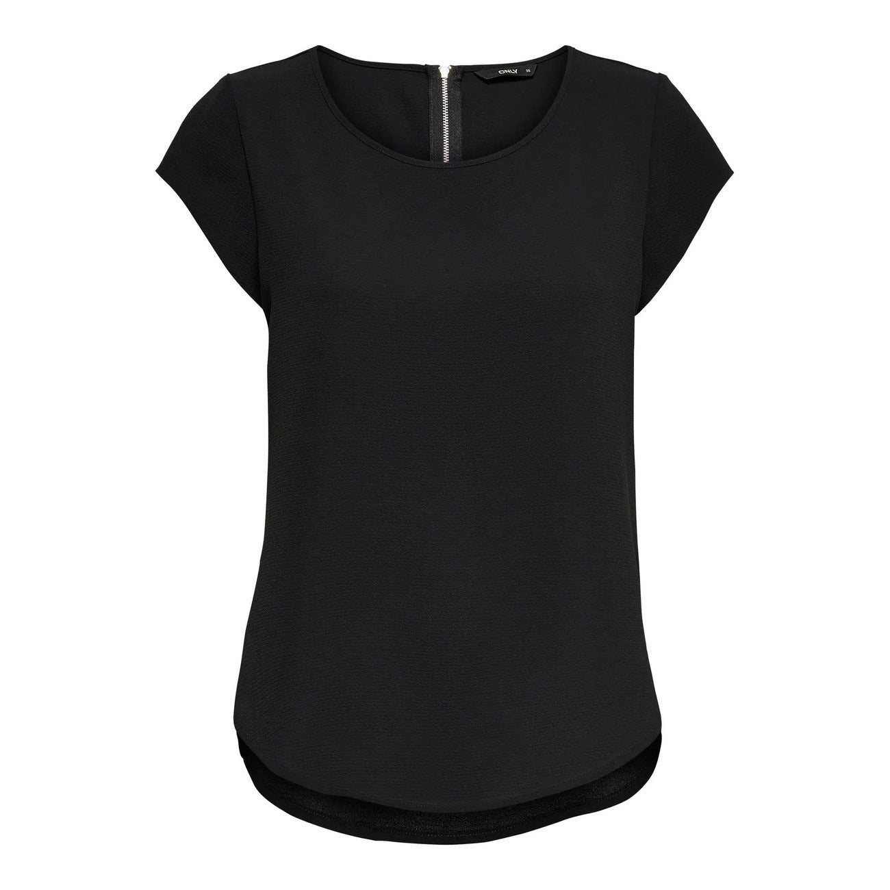 Only Blusa Donna Nera Maniche Corte Scollo Tondo Primavera Estate