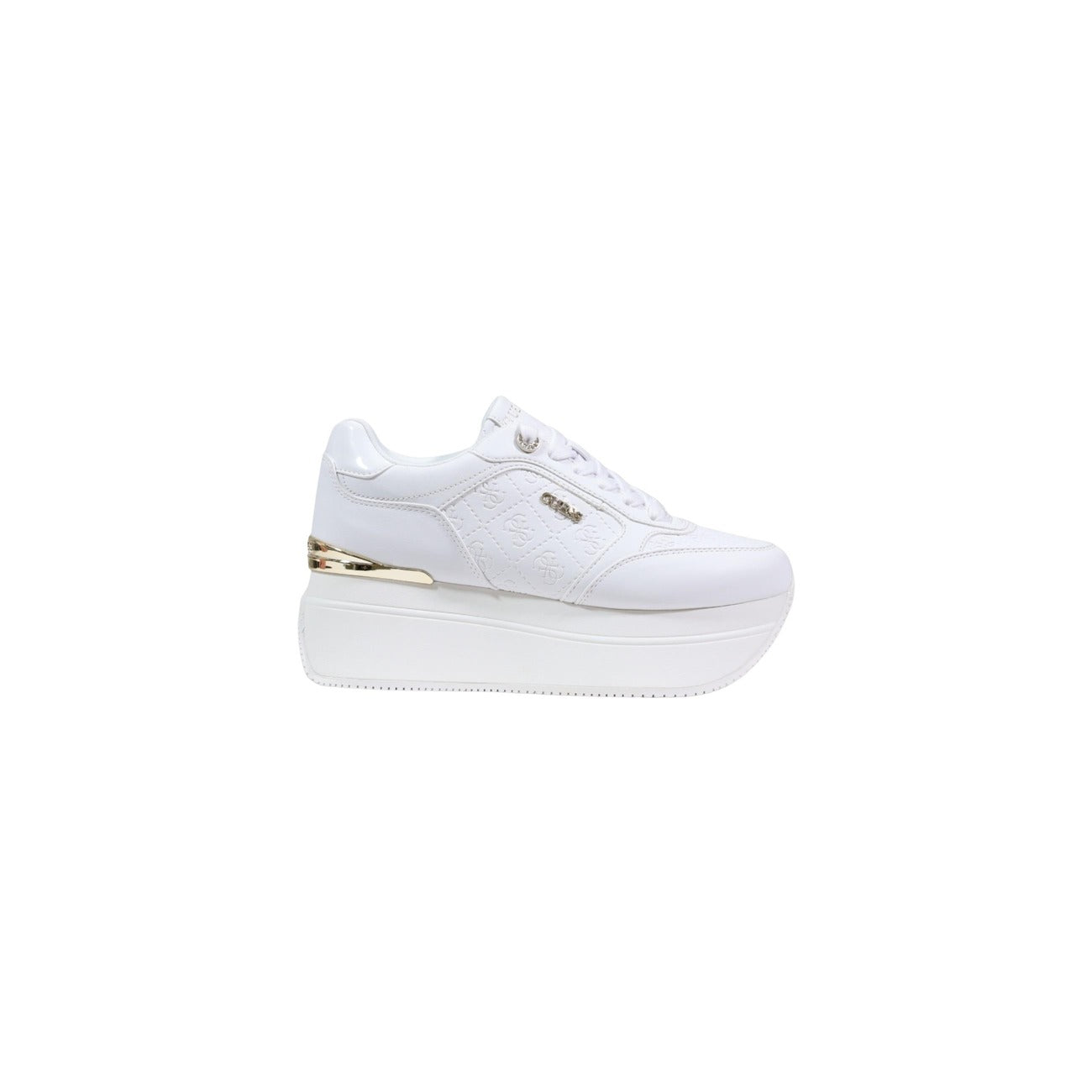 Guess Sneakers Donna Platform Bianco Con Plateau E Lacci Primavera Estate