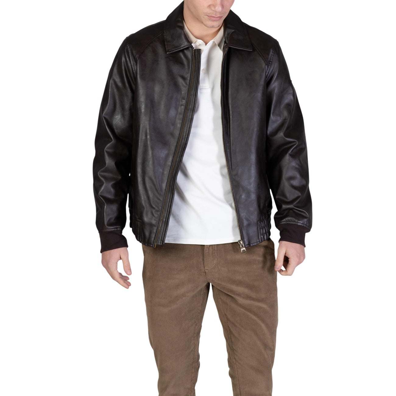 Guess Giacca Aviator Uomo Marrone Cerniera Colletto Classico