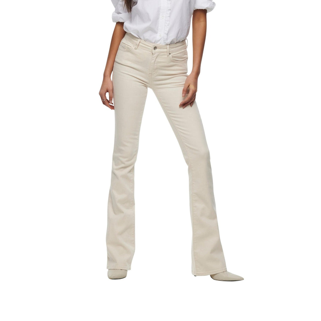 Only Jeans Donna Bianco Stretch Vita Alta Zip Bottone Primavera Estate