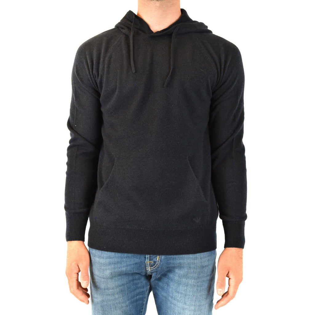 Emporio Armani Felpa Uomo Cappuccio Cotone Blu Autunno Inverno