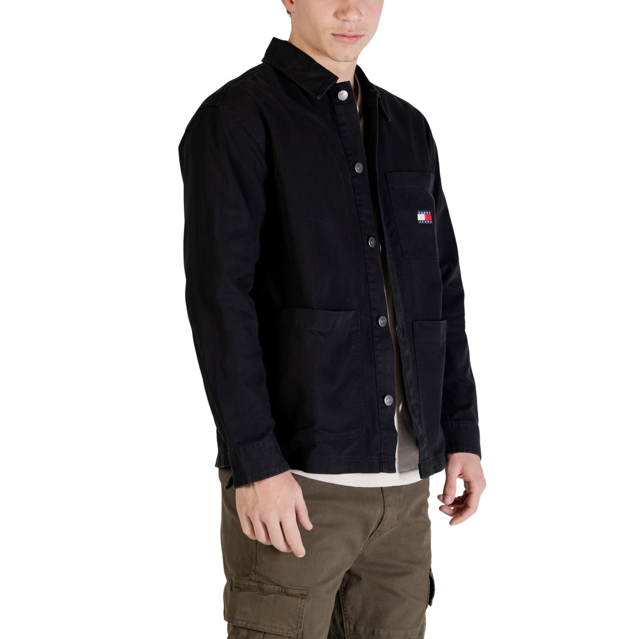 Tommy Hilfiger Jeans Camicia Uomo Cotone Organico Nera Maniche Lunghe