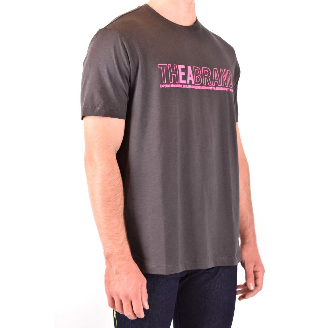 Emporio Armani T Shirt Uomo Cotone Grigio Stampa Girocollo Primavera Estate