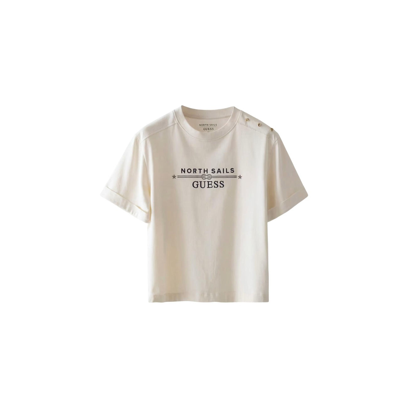 Guess T Shirt Donna Bianco Logo Tee Cotone Elastan Primavera Estate