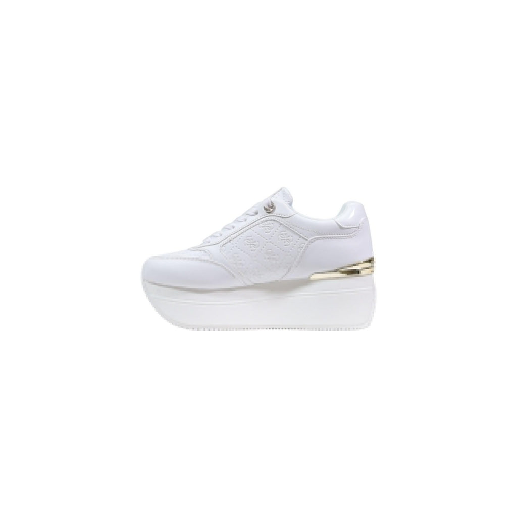 Guess Sneakers Donna Platform Bianco Con Plateau E Lacci Primavera Estate