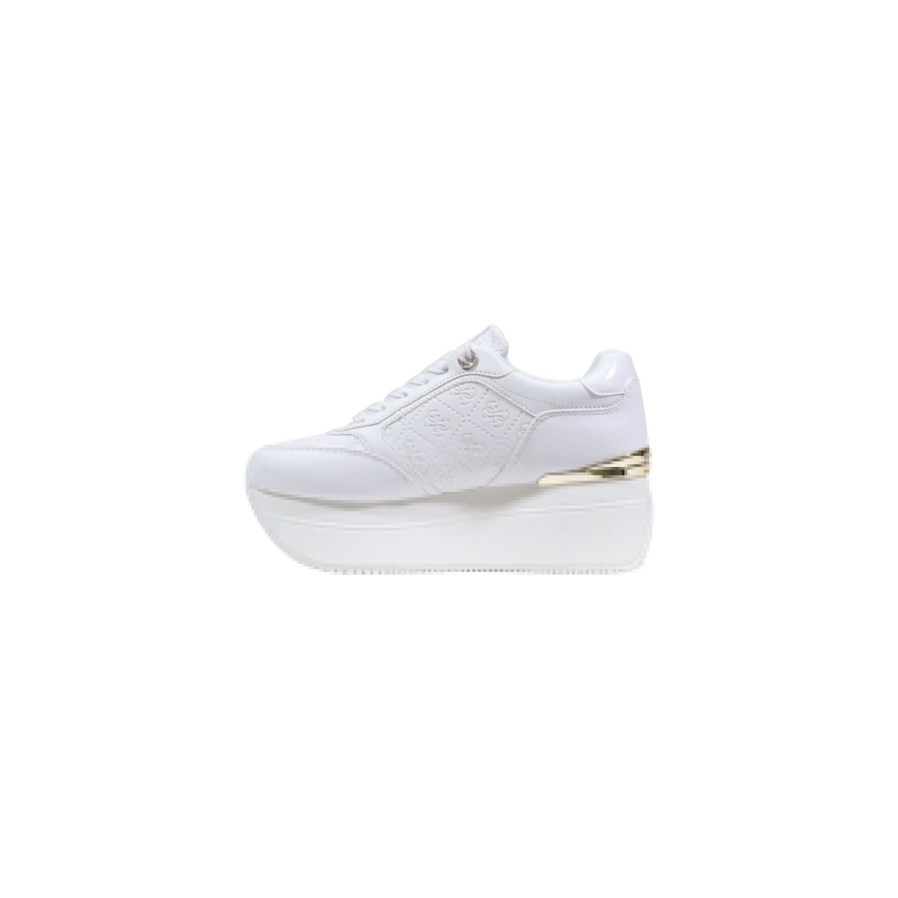 Guess Sneakers Donna Platform Bianco Con Plateau E Lacci Primavera Estate