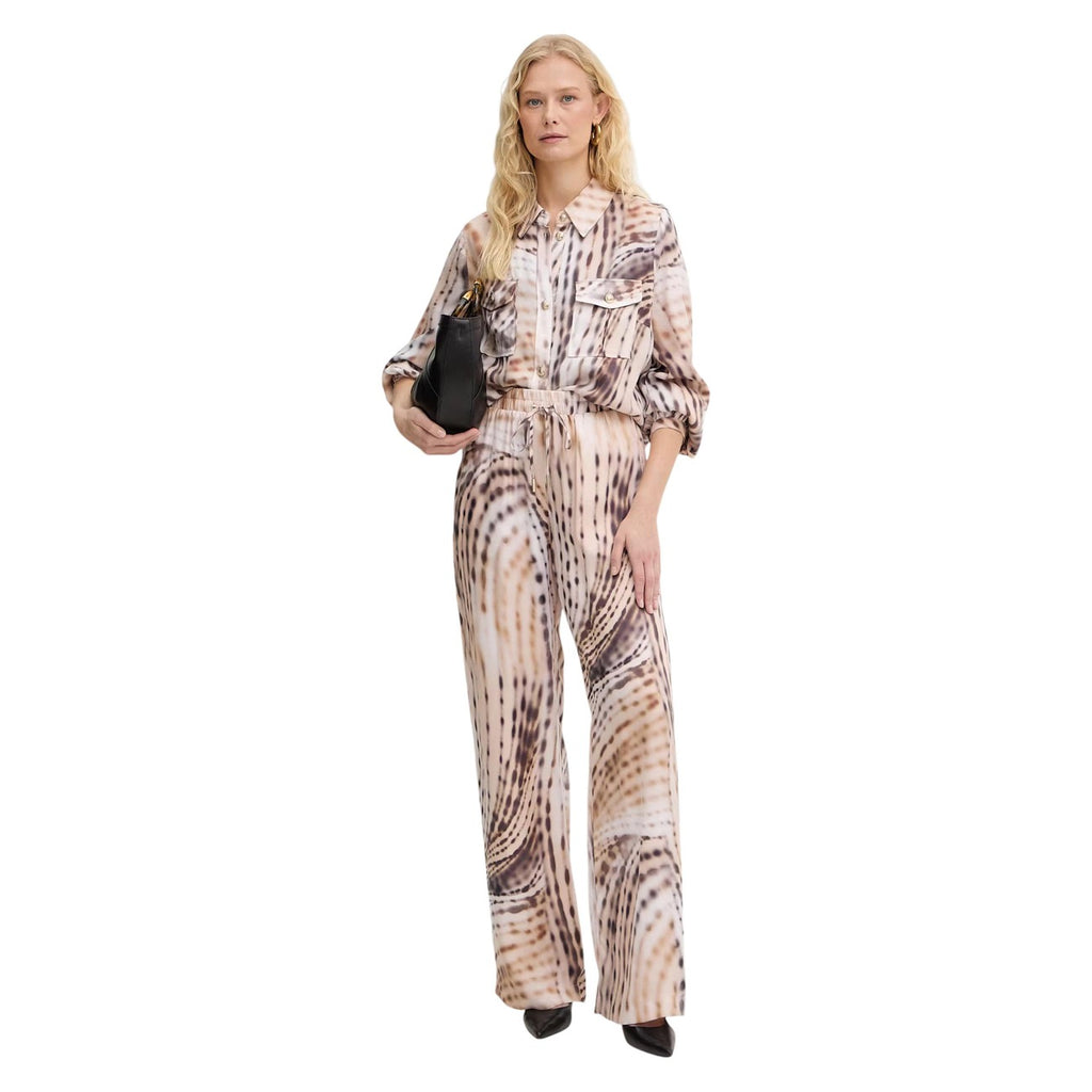 Guess Pantaloni Donna Dalia Fluid Jogger Beige Lyocell Primavera Estate