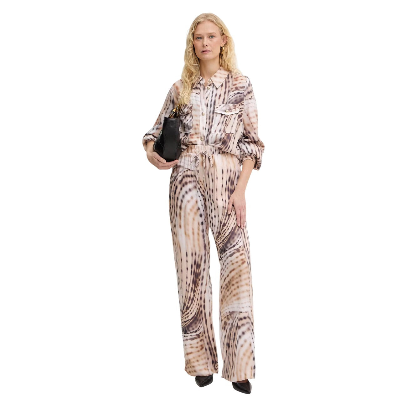 Guess Pantaloni Donna Dalia Fluid Jogger Beige Lyocell Primavera Estate