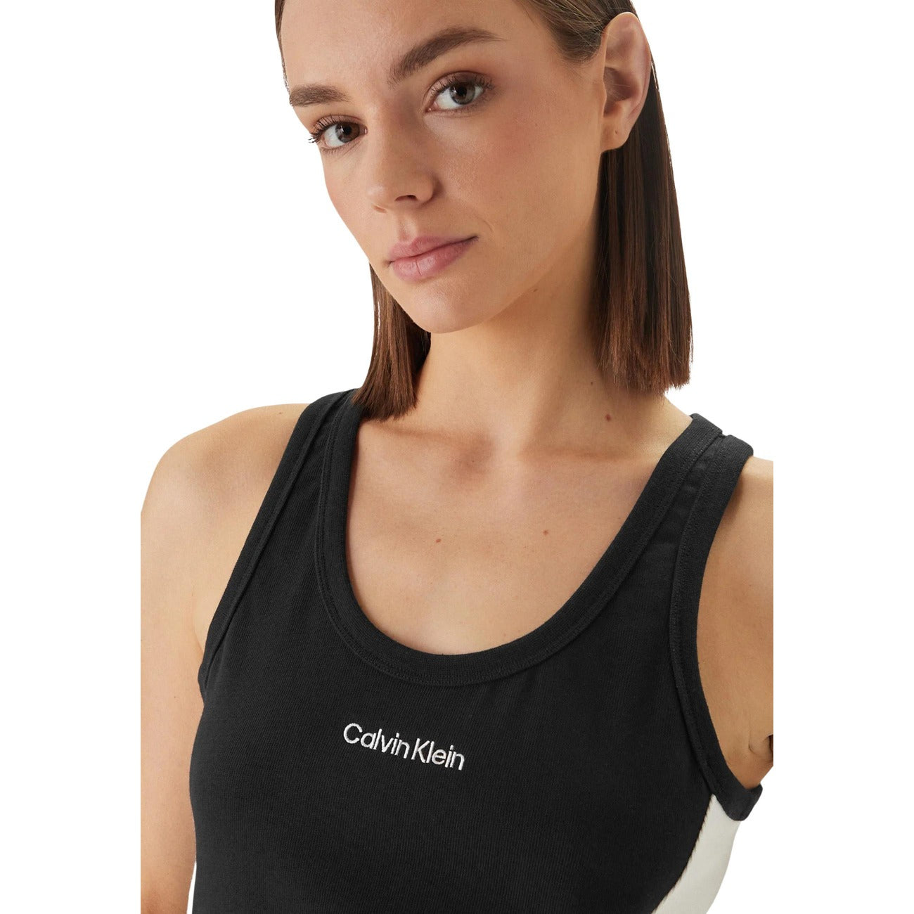 Calvin Klein Jeans Canotta Donna Cotone 100 Nero Scollo Tondo