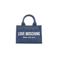 Love Moschino Borsa Donna Blu Stampa Con Zip Tasche Interne 17,5x25,5x9,5