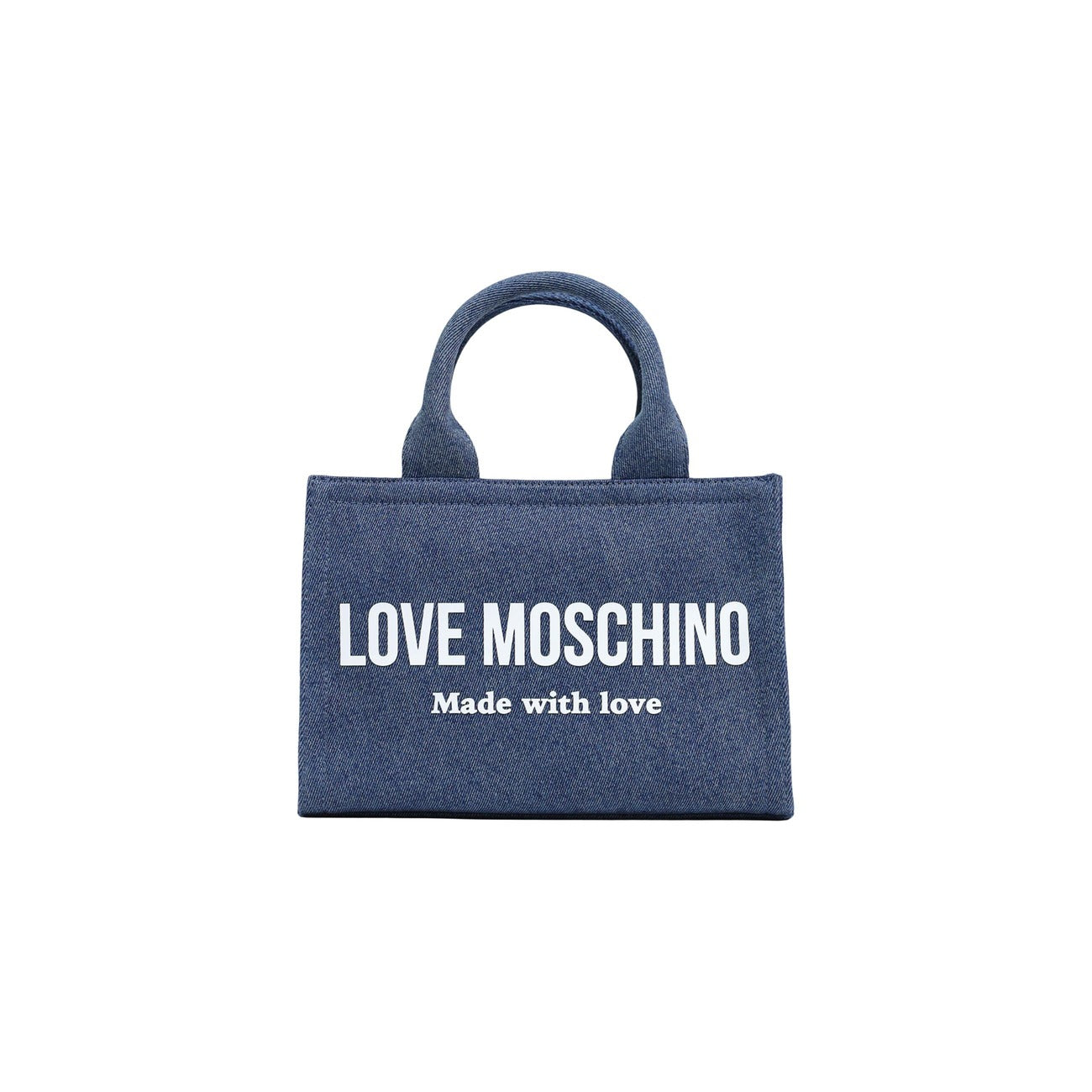 Love Moschino Borsa Donna Blu Stampa Con Zip Tasche Interne 17,5x25,5x9,5