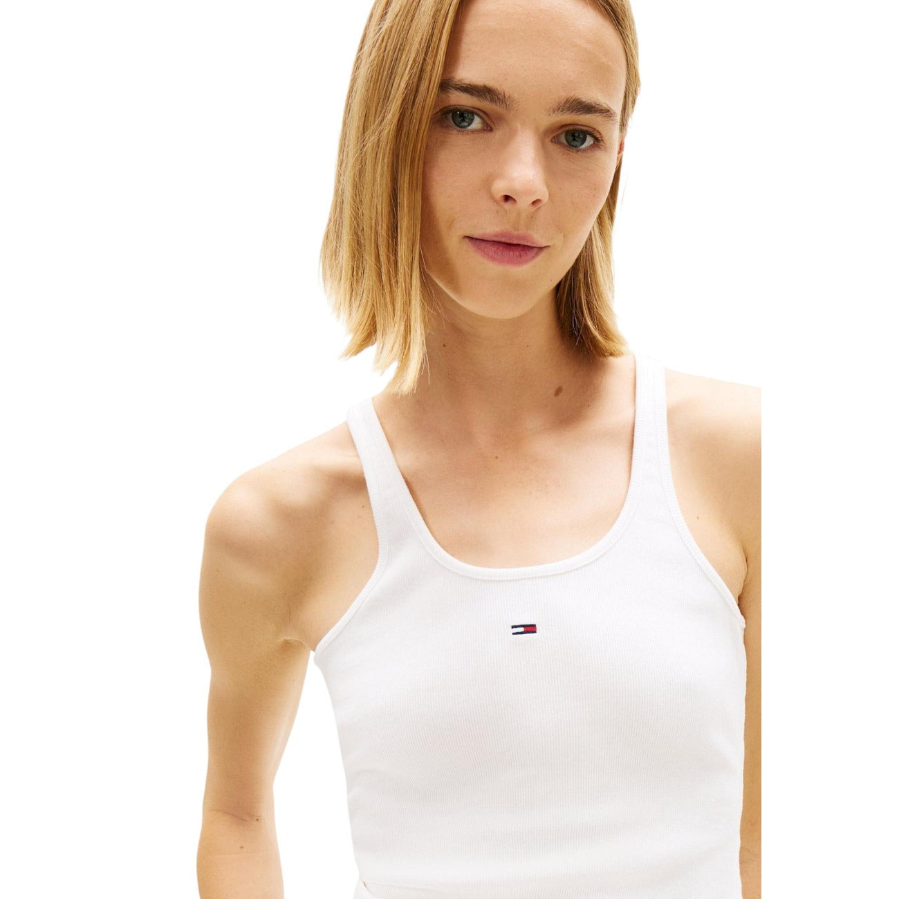 Tommy Hilfiger Jeans Canotta Donna Bianco Cotone Elasticizzato