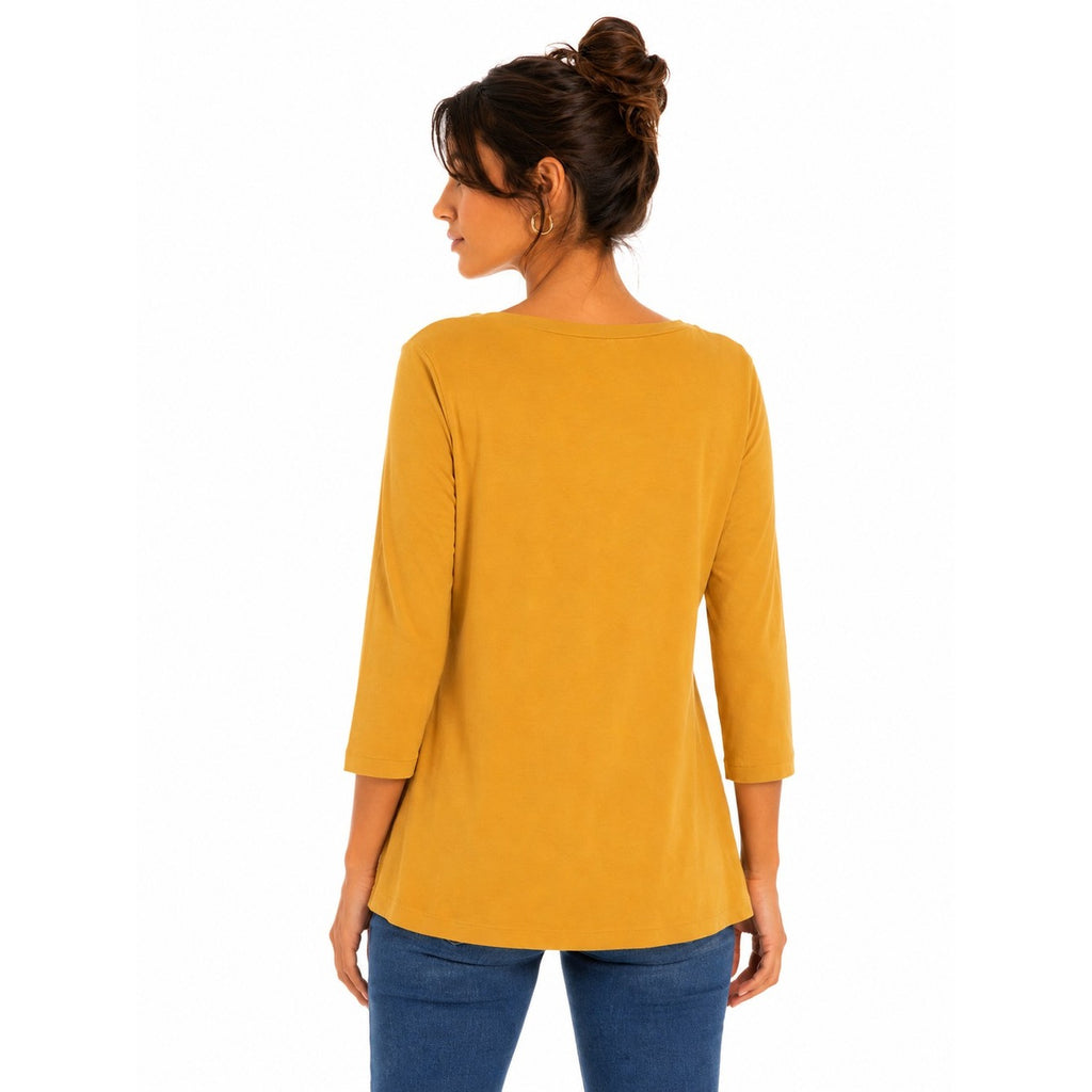 Desigual Blusa Donna Viscosa Gialla Maniche Tre Quarti Scollo a V