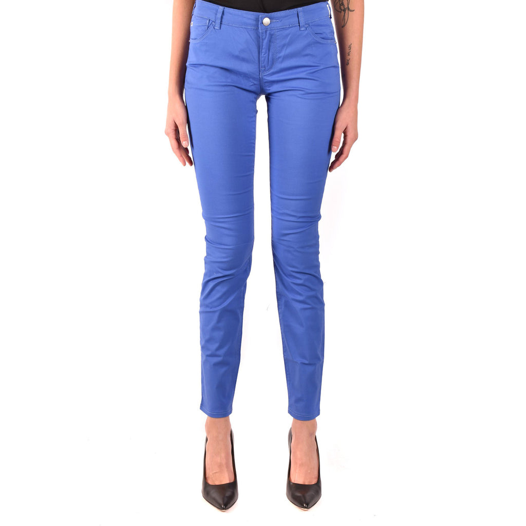 Emporio Armani Pantaloni Donna Blu Cotone Elasticizzato Primavera Estate