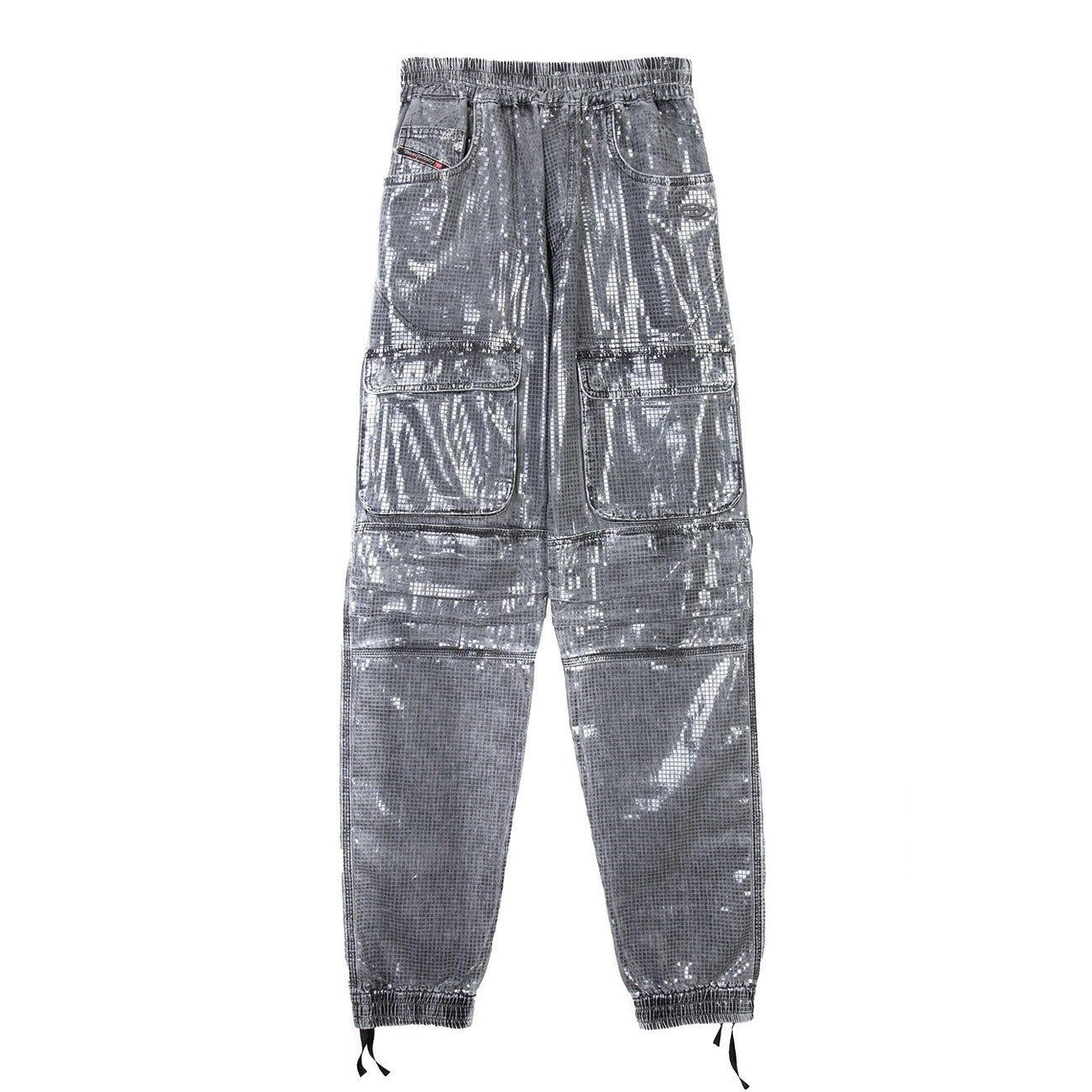 Diesel Pantaloni Donna Puro Cotone Grigio Primavera Estate Con Tasche