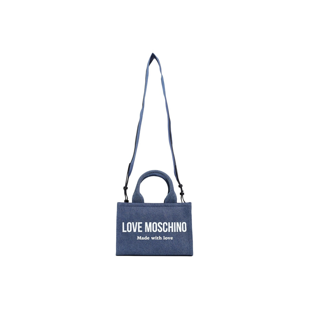 Love Moschino Borsa Donna Blu Stampa Con Zip Tasche Interne 17,5x25,5x9,5