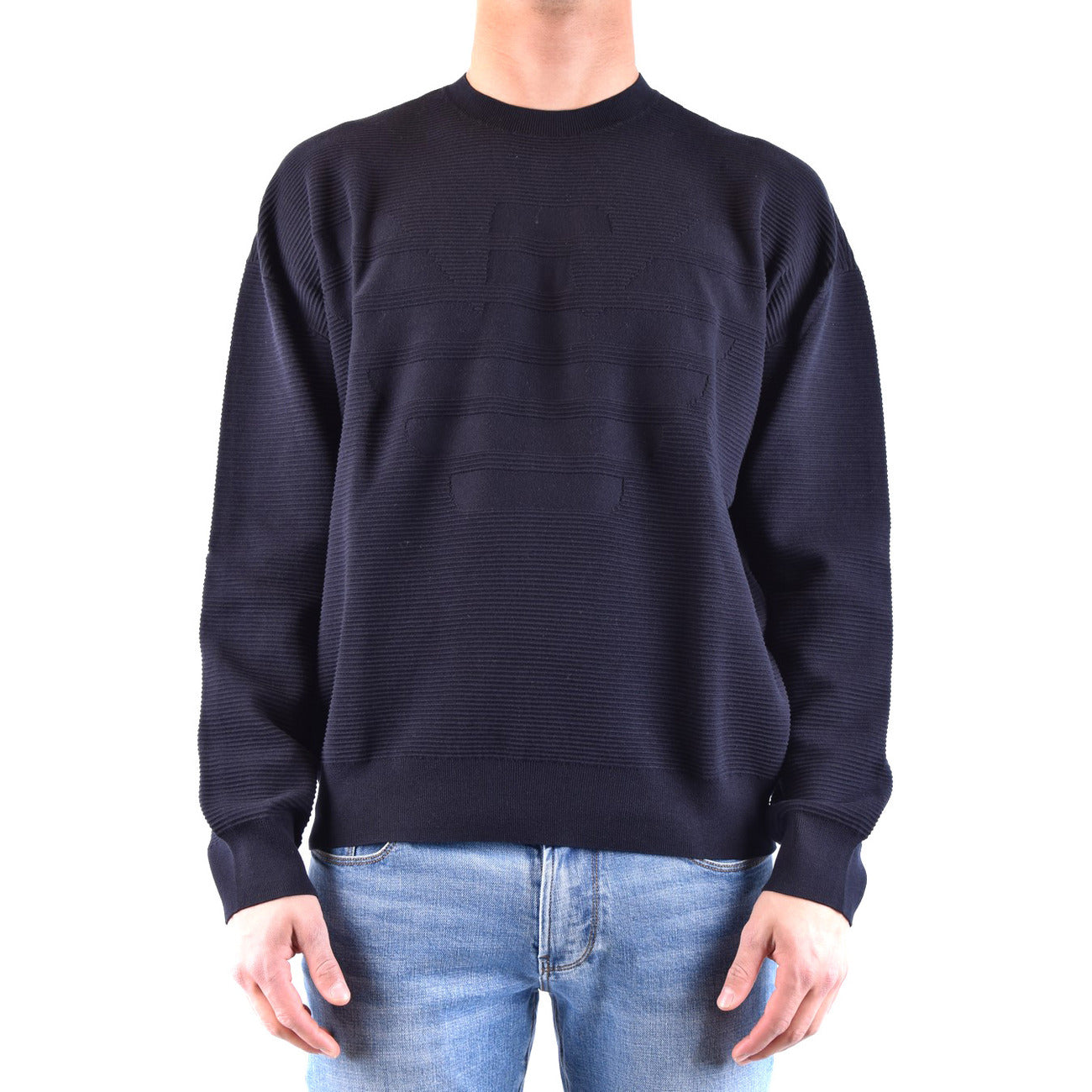 Emporio Armani Maglia Uomo Blu Cotone Maniche Lunghe Girocollo Primavera