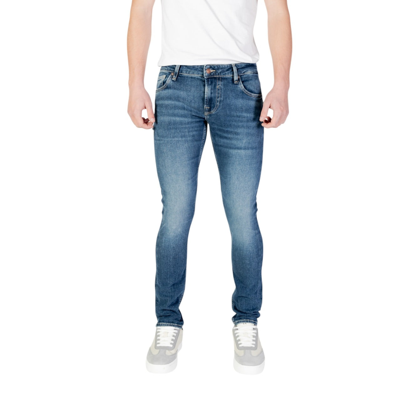 Guess Jeans Uomo Blu Effetto Consumati Primavera Estate Zip e Bottone