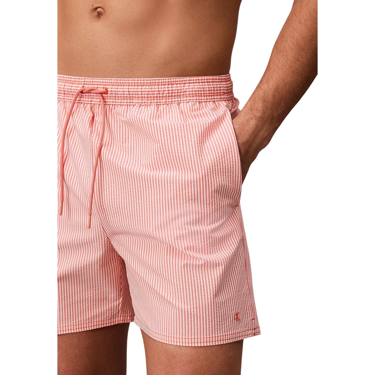 Calvin Klein Jeans Costume Da Bagno Uomo Righe Arancione Lacci