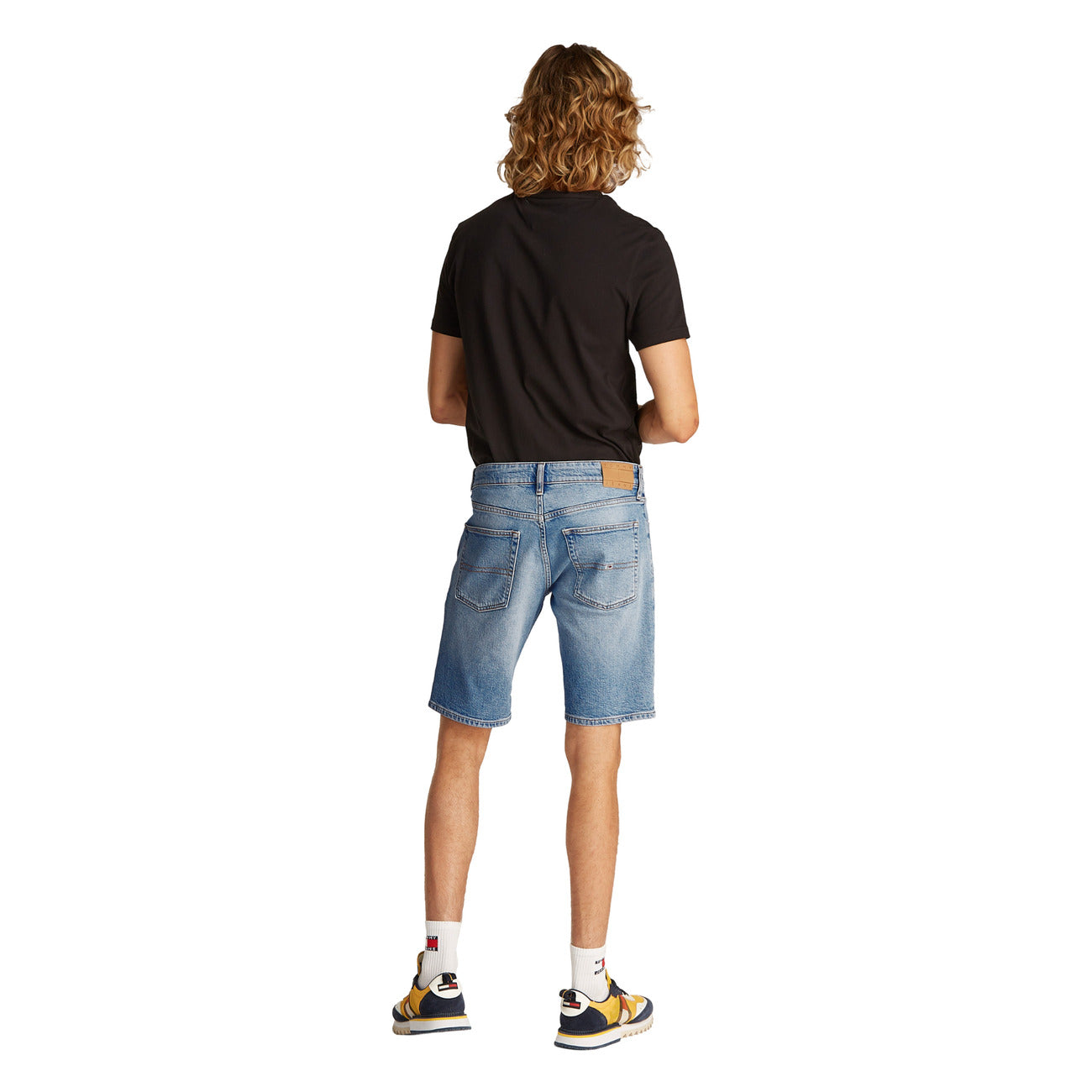 Tommy Hilfiger Jeans Bermuda Uomo Azzurro Cotone Organico Zip E Bottone