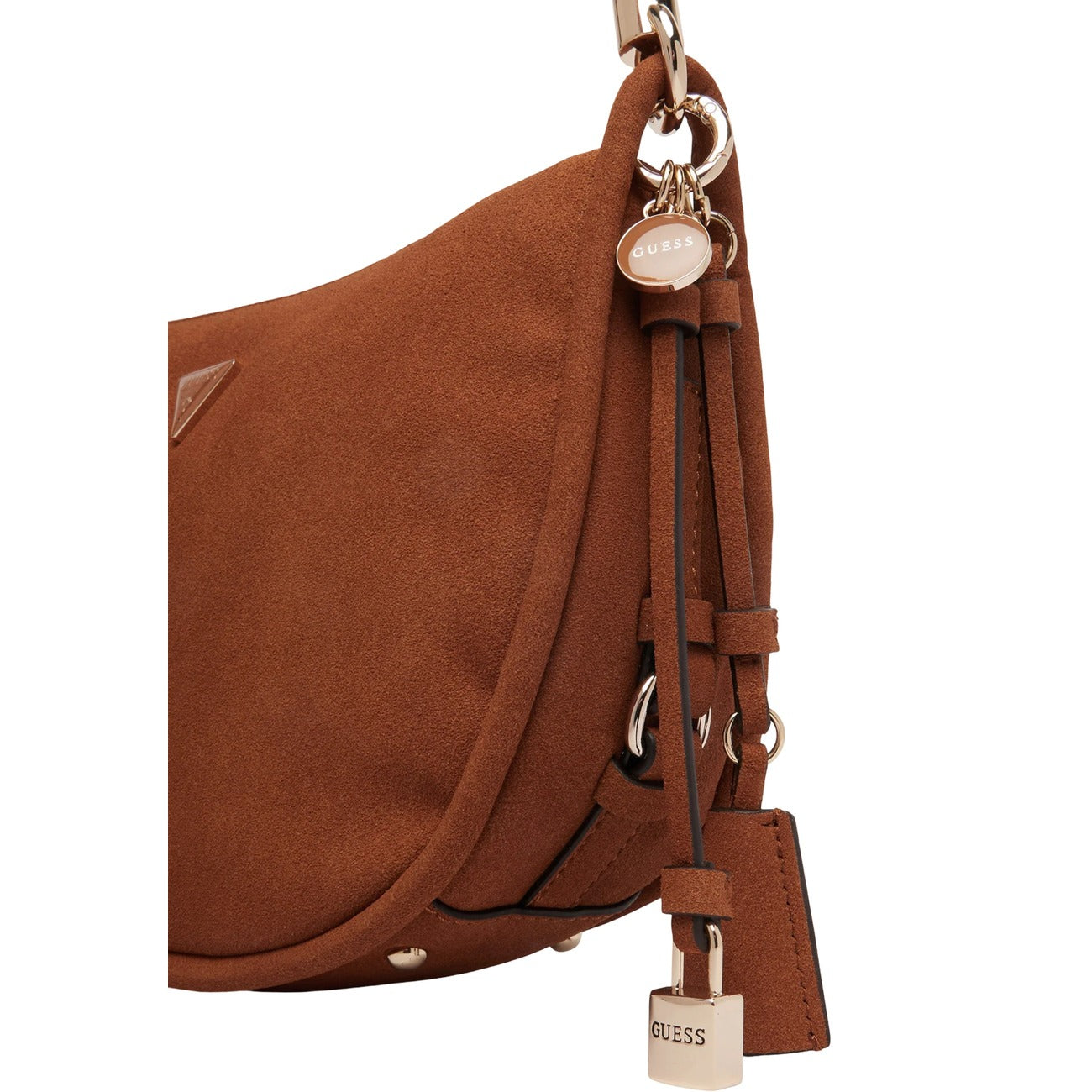 Guess Borsa Donna Danya Hobo Marrone Con Zip Tasche Interne