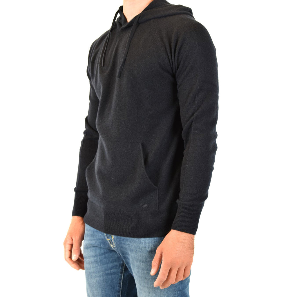 Emporio Armani Felpa Uomo Cappuccio Cotone Blu Autunno Inverno