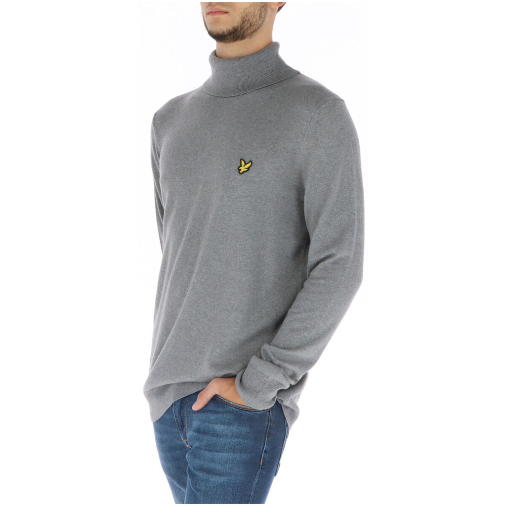 Lyle And Scott Maglia Uomo Collo Alto Lana Merino Grigio Maniche Lunghe