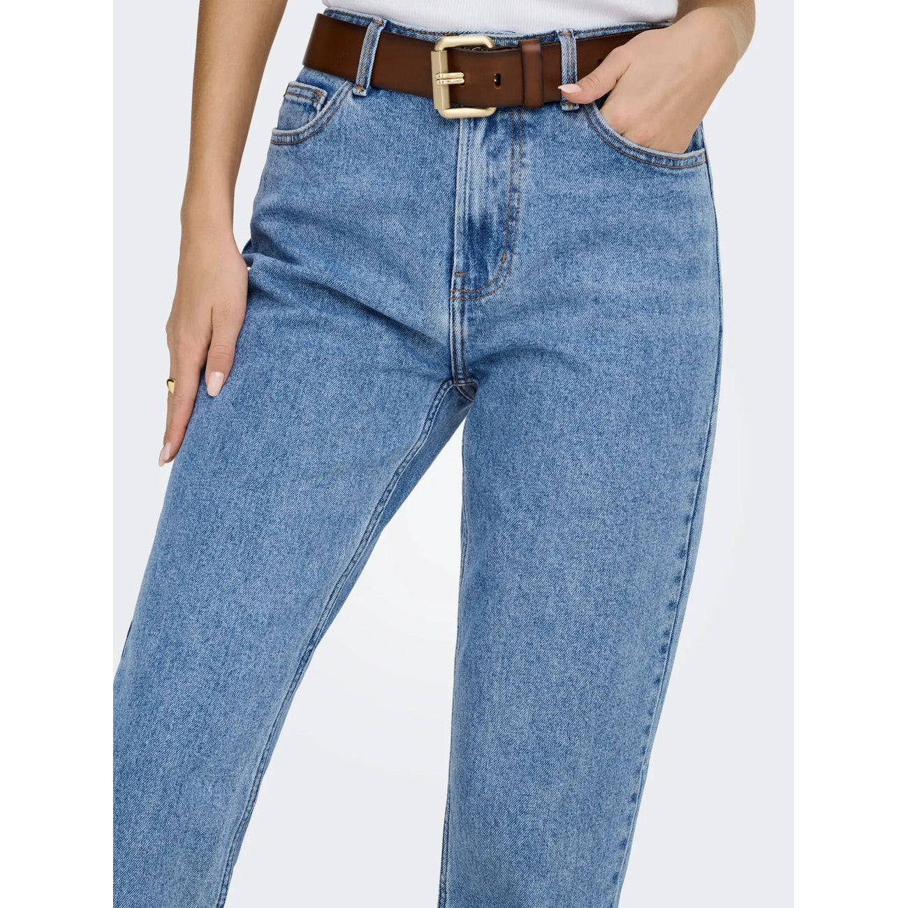 Only Jeans Donna Blu Elasticizzato Cotone Vita Regular Primavera Estate