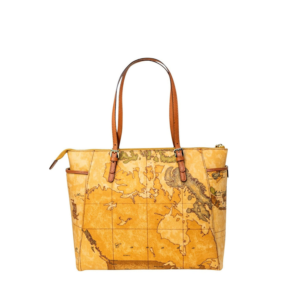 Alviero Martini Prima Classe Borsa Donna Beige A Mano Pelle Made In Italy Chiusura Con Cerniera W38 H29 L14