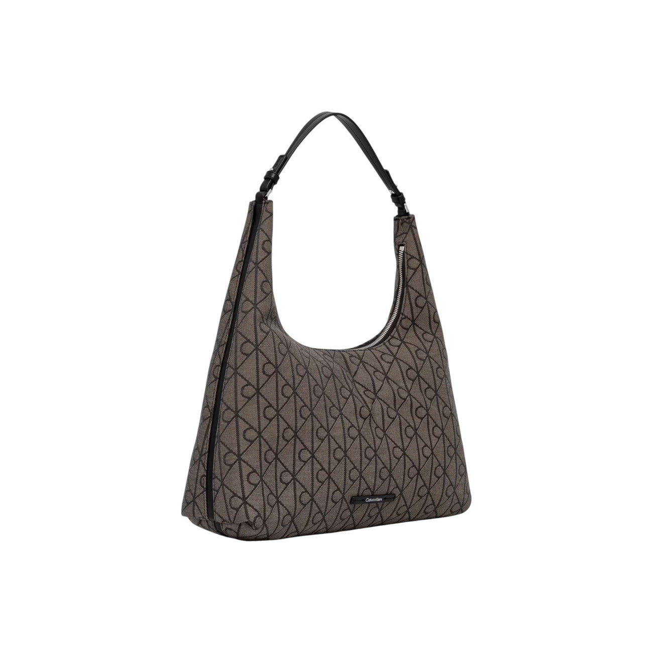 Calvin Klein Borsa Donna A Spalla Emblem Jacquard Nera 37 x 20 x 11 Cm Con Cerniera Tasche Interne