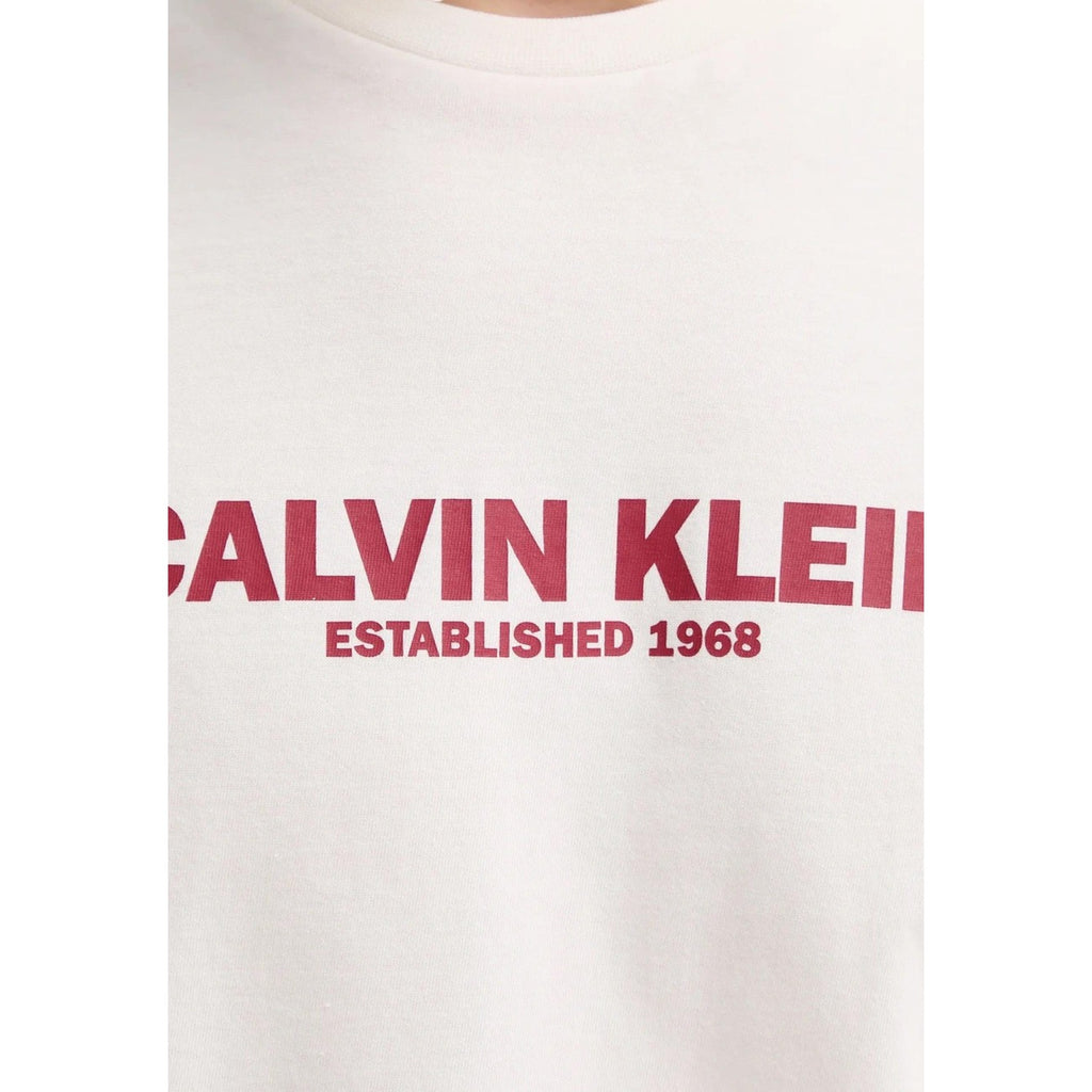 Calvin Klein T Shirt Uomo Cotone Bianco Stampa Girocollo Estate