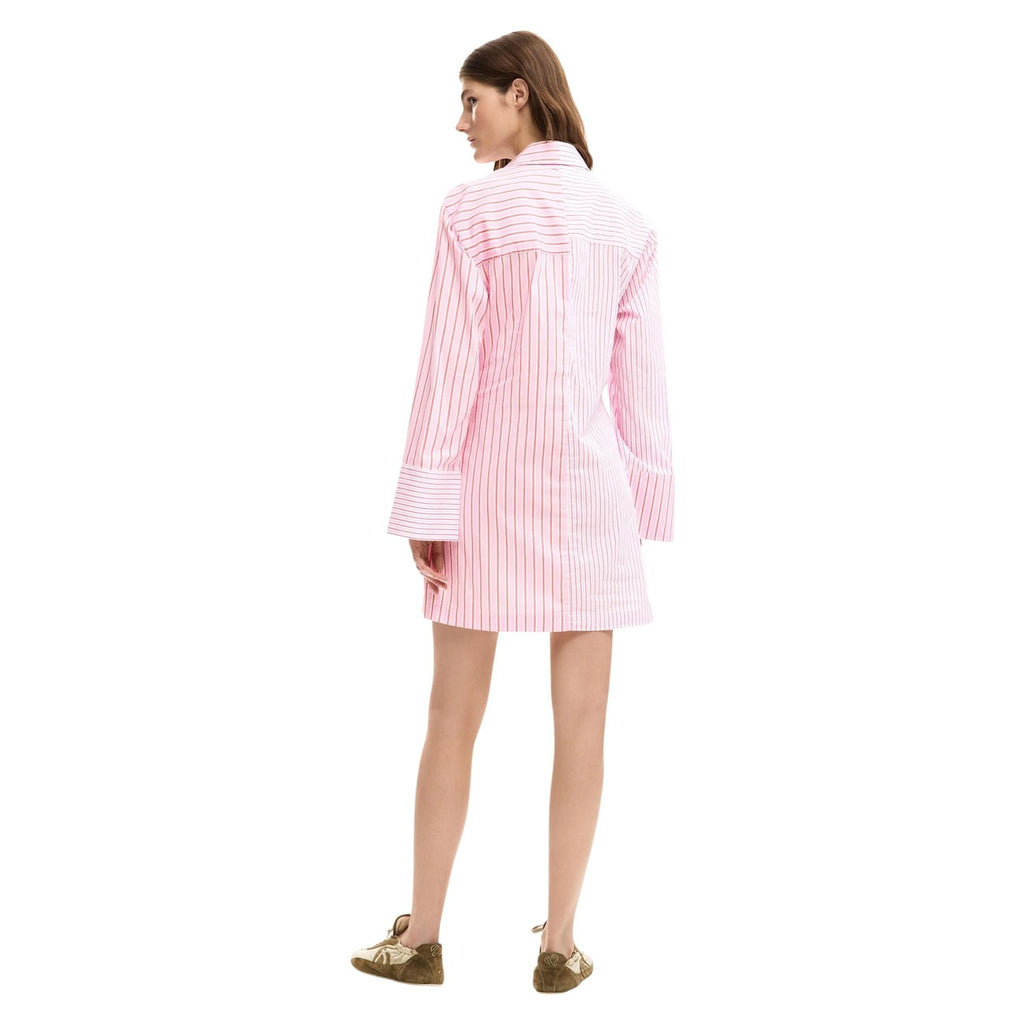 Desigual Abito Donna Rosa A Righe Cotone 100 Maniche Lunghe Scollo V