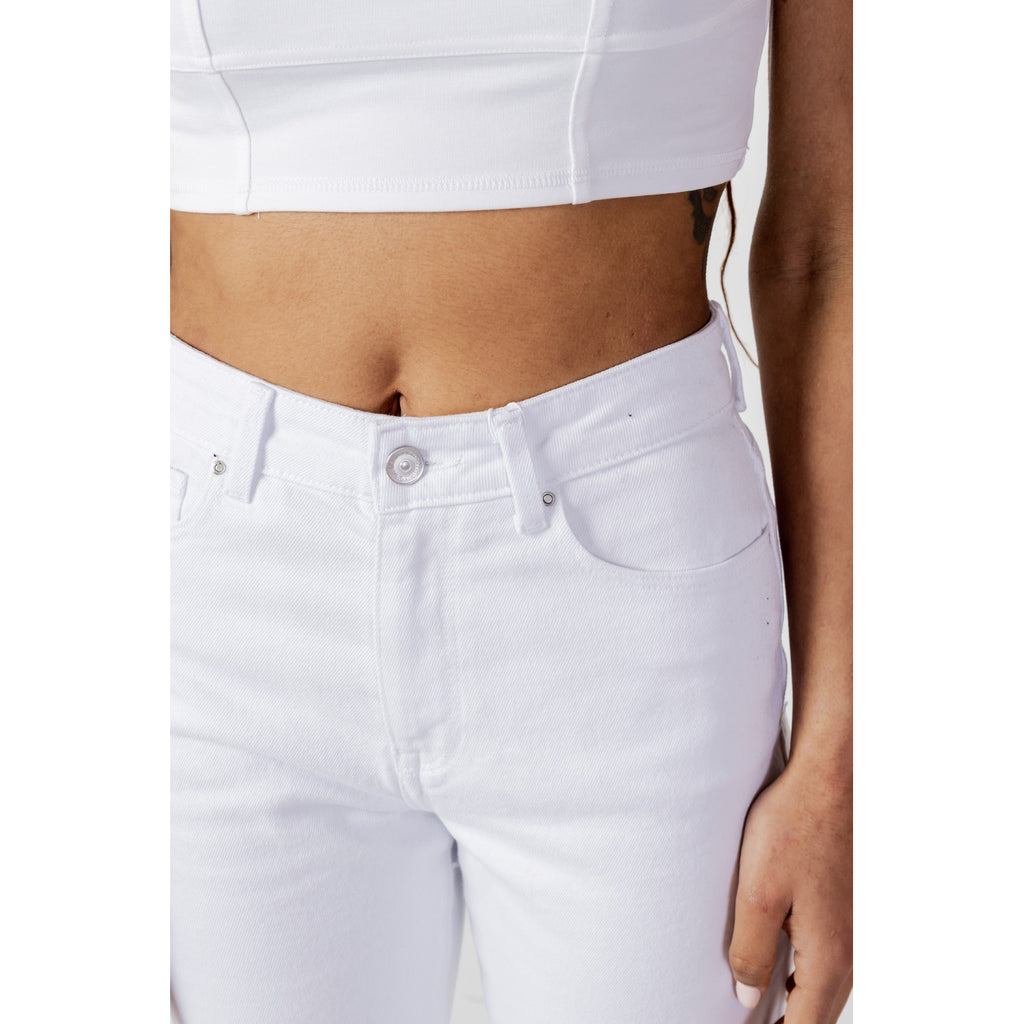 Jeans Donna Only Bianco Elasticizzato Vita Alta 99 Percento Cotone